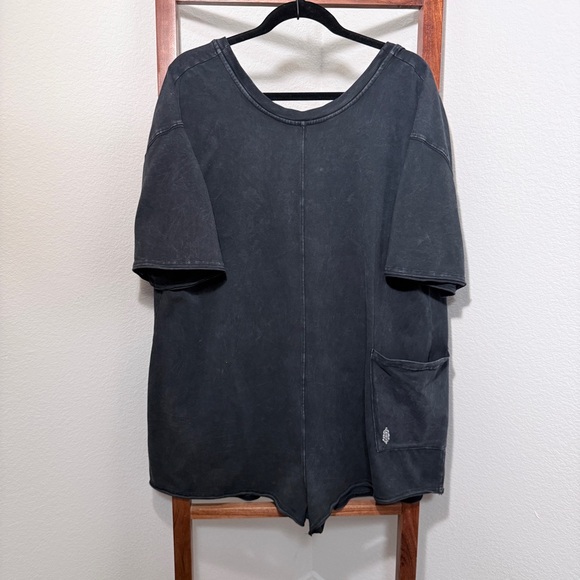 Free People Pants - Free People Movement Hot Shot Tee Romper (Reversible) Washed Black Size Large
